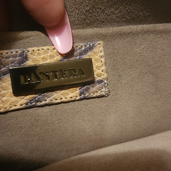 Pantera leather envelope clutch.  Silver/chrome metal.  Deal!!!